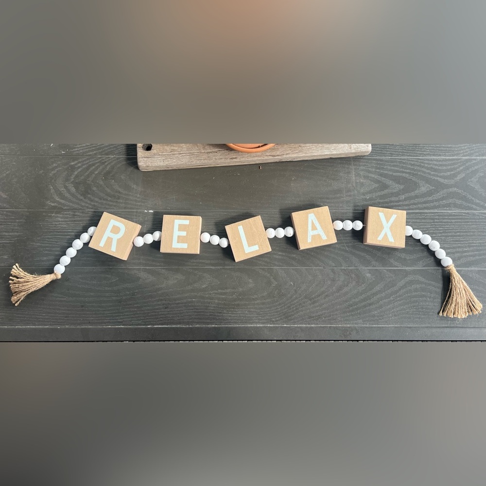 "RELAX" Wooden Blocks Decor